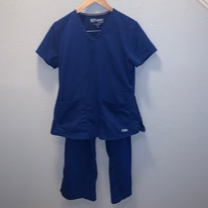 Grey’s Anatomy Scrubs Blue 2 Pc Top Pants Women Sz Medium